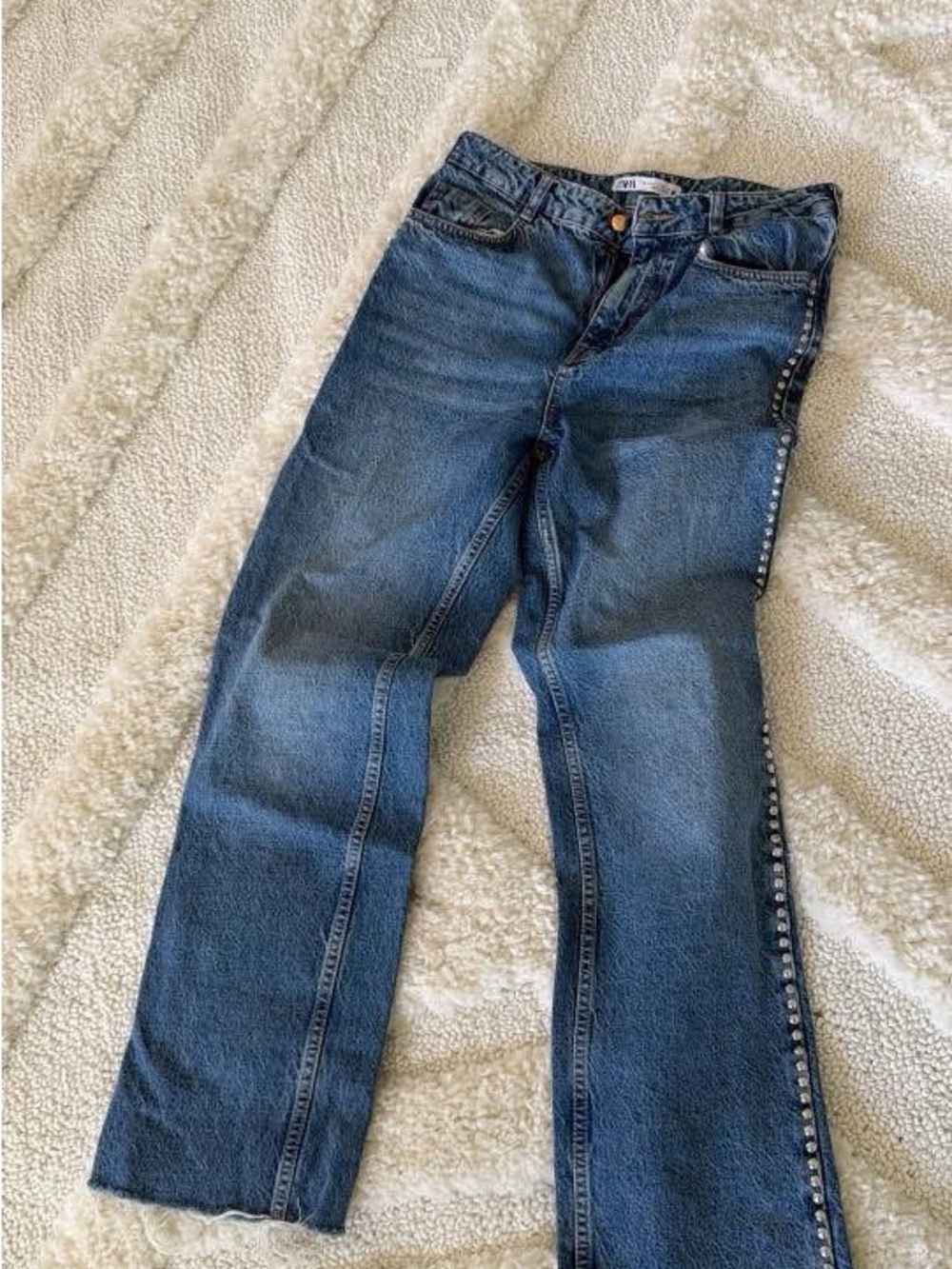 Zara Blue Bootcut Jeans with Side Stud Trim